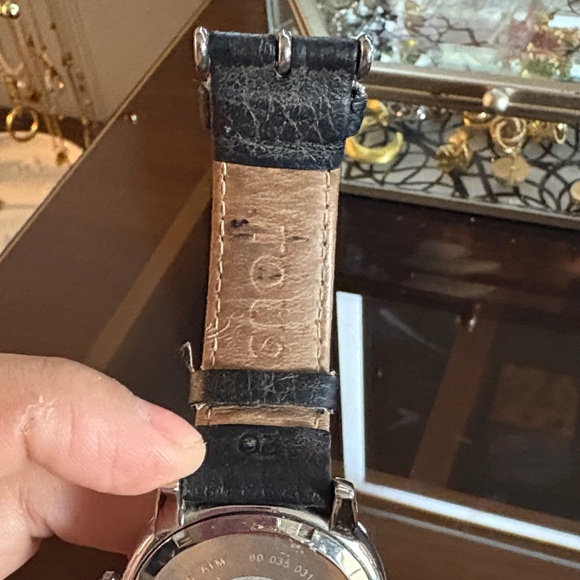 Tous Black Leather Strap Watch with Iridescent Dial (mother of pearl) Swiss main image 3